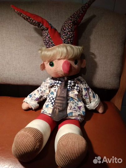 Петрушка 30-х г., старинная мягкая игрушка