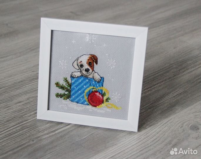 Вышитая картина Джек рассел терьер