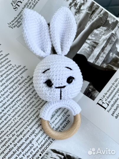 Игрушка вязаная, мягкая, зайчик на заказ