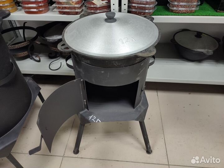 Казан чугунный печь