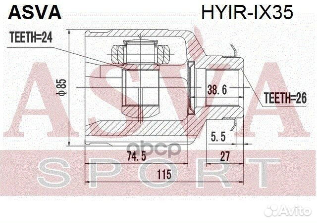 ШРУС внутренний перед прав hyirix35 asva