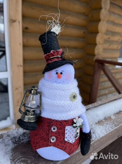 Снеговик ручной работы. Игрушка интерьерная