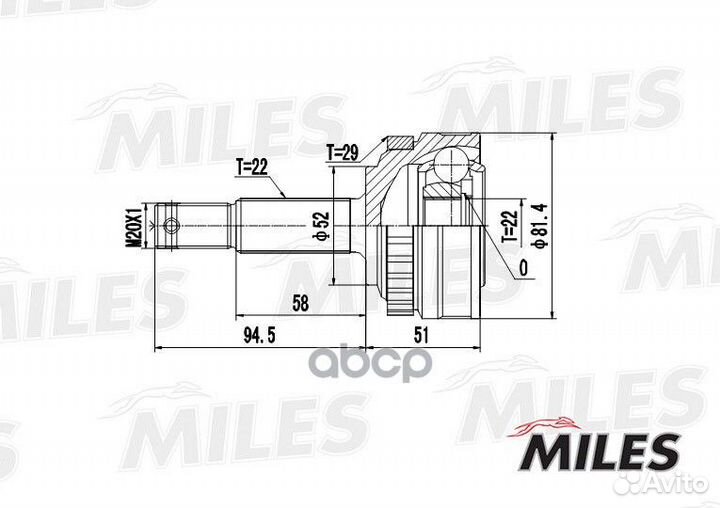 Шрус opel astra/vectra 1.4-1.7D 91-02 нар.(ABS)