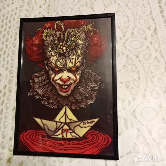 Постер клоун Пеннивайз фильм Оно Стивен Кинг