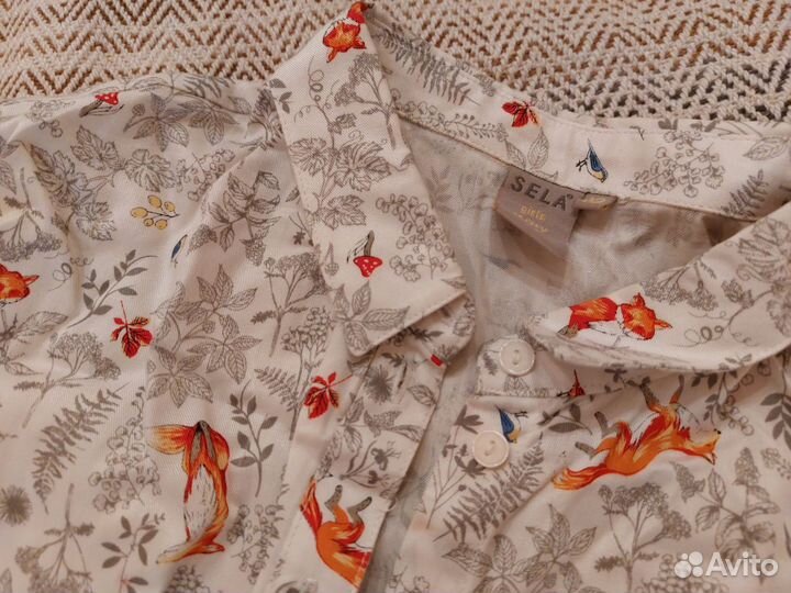 Рубашка с лисичками Sela девочке 10 лет