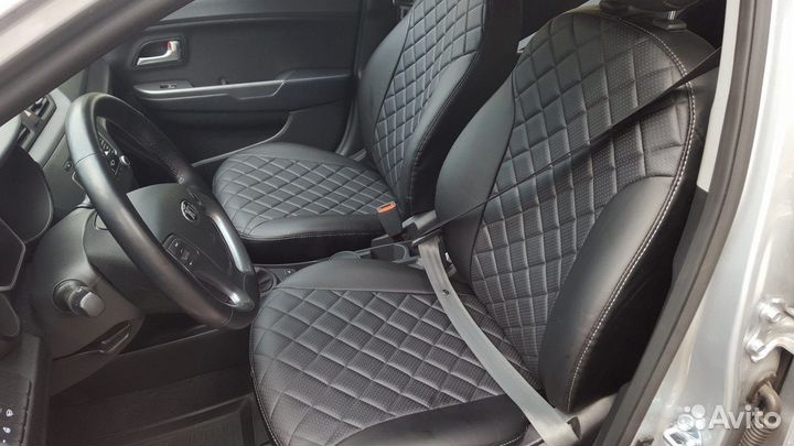 Чехлы эко кожа ромбик на все машины