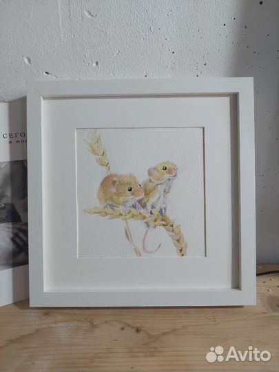 Акварель. Полевые мышки. 22х22 см