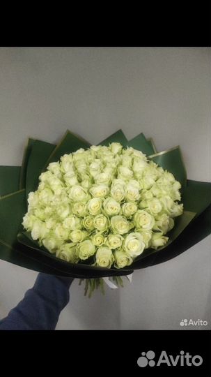 Букет из 101 белой розы 40 см