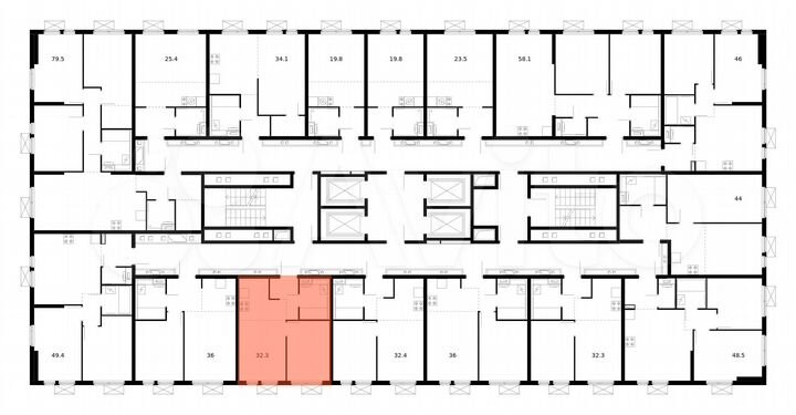 2-к. квартира, 32,3 м², 14/25 эт.