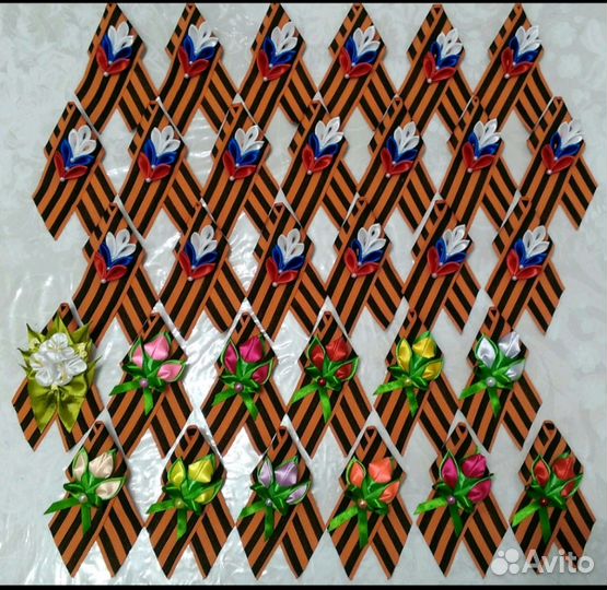 Броши на 9 мая - георгиевская лента