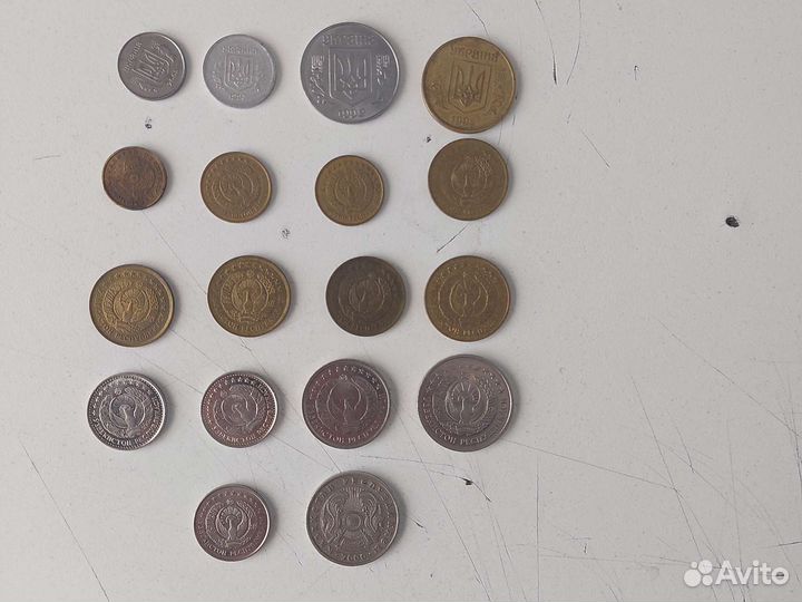 Монеты Украины, Узбекистана, Казахстан