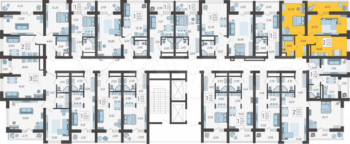 2-к. квартира, 48,4 м², 9/19 эт.