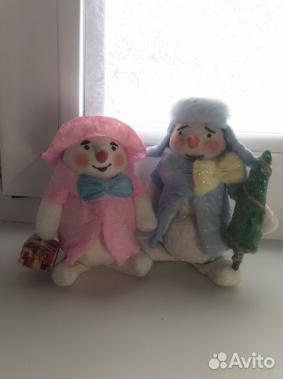 Ватная елочная игрушка. Снеговики