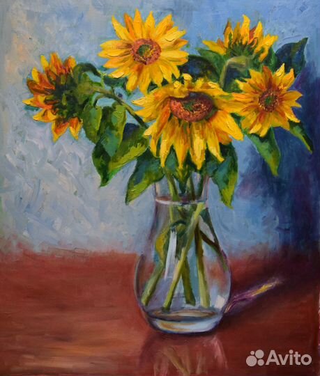 Картина с цветами Маки Ромашки Подсолнухи Сирень