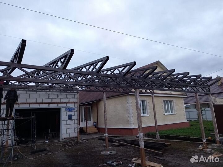 Каркасный навес из металла