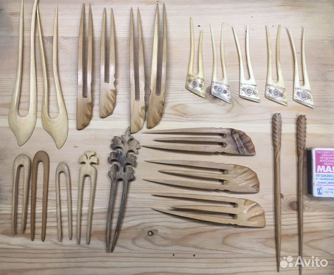 Шпильки для волос дерево и кость коллекция