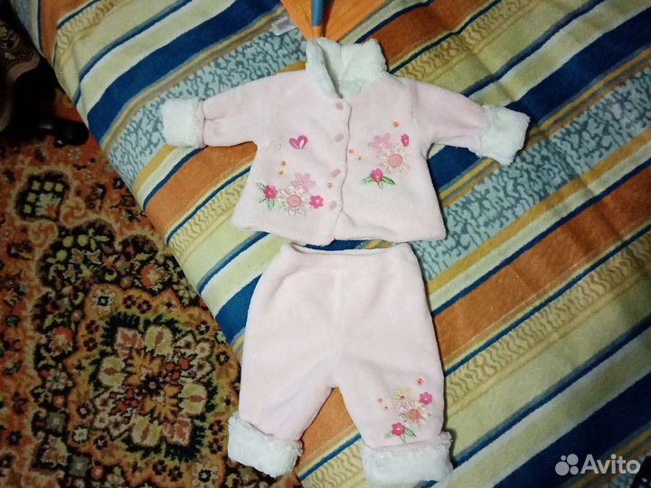 Тёплый костюмчик на девочку от 3 до 6 месяцев