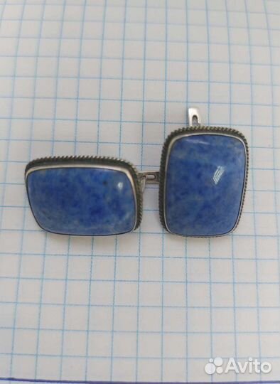 Винтажные, серьги с лазуритом из серебра 925 пр