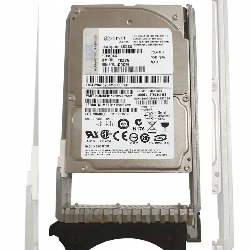 [43X0841] Жесткий Диск Ibm 73,4gb 15000 Sas 2,5" Hdd 43x0841