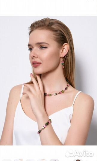 Браслет с нефритом, кошачьим глазом, гематитом