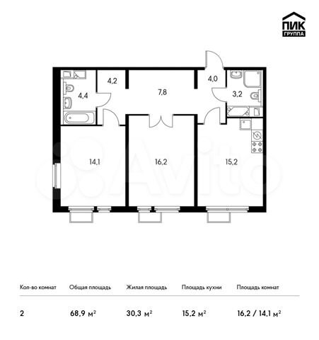 2-к квартира, 67.1 м², 7/9 эт. - купить, продать, сдать или снять в Москве на Av