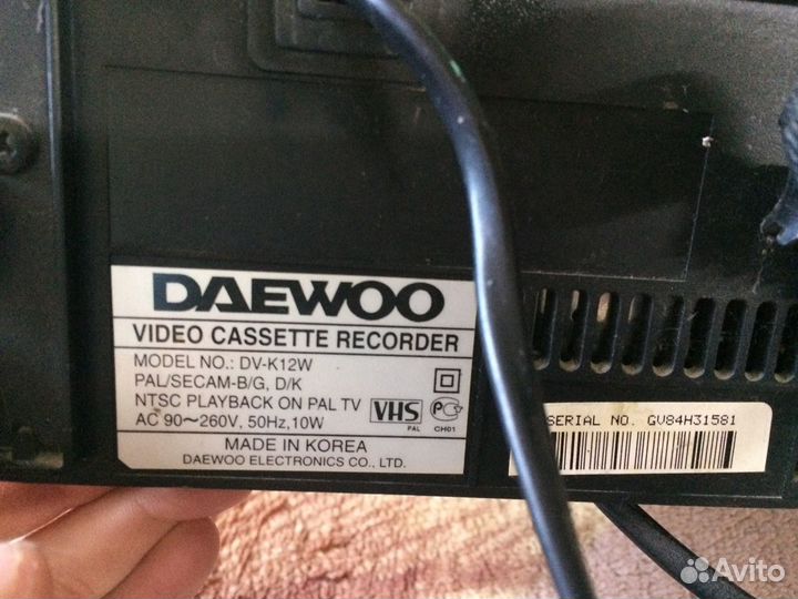 Видеомагнитофон daewoo DV-K12W
