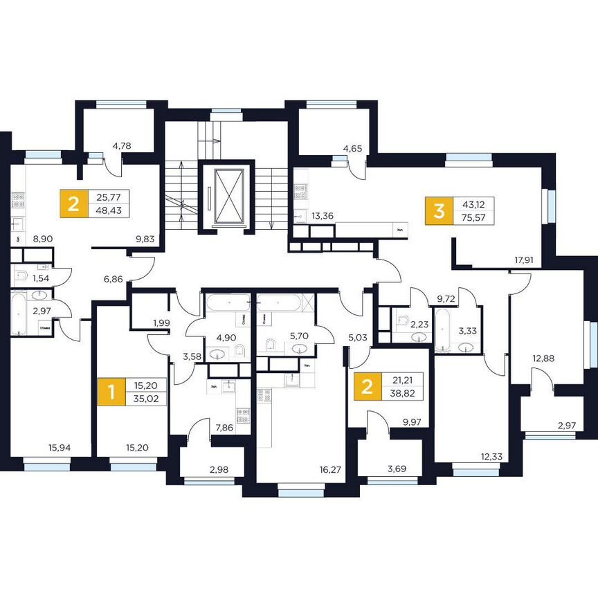 2-к. квартира, 48,4 м², 6/8 эт.