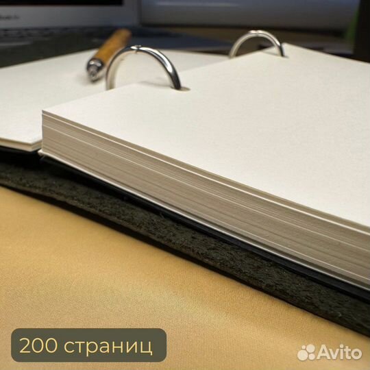 Блокнот со сменными блоками из натуральной кожи