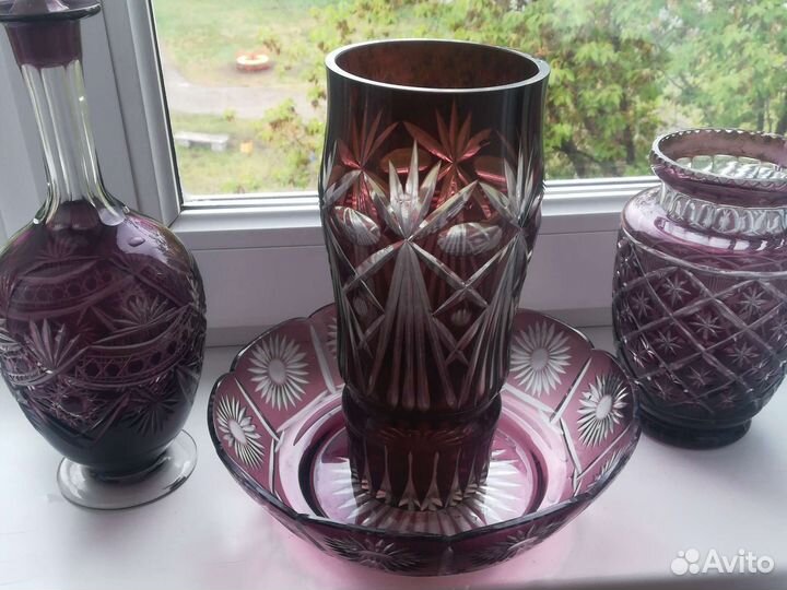 Вазы и Штоф Марганцевый Хрусталь