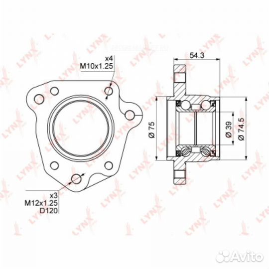 Lynxauto WB-1012 Ступица колеса зад прав