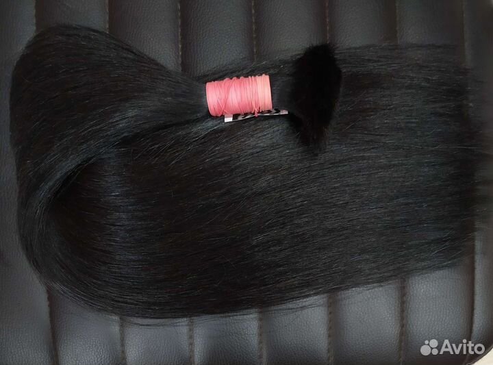 Волосы для наращивания чёрные срез новые 42-54 см