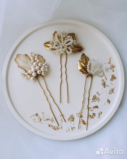 Шпильки для волос свадебные ручная работа