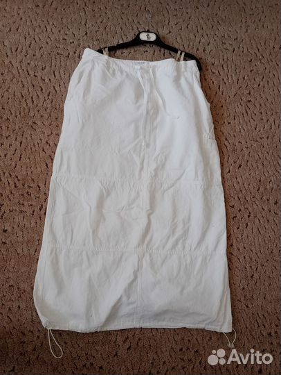 Юбка белая Бохо, длинная летняя, 52- 54 размер
