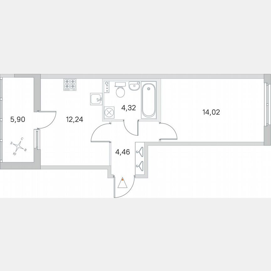 1-к. квартира, 38 м², 1/4 эт.