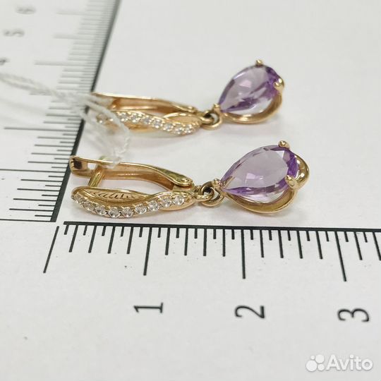 Золотые серьги с аметистом