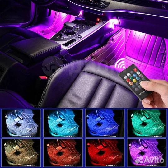 Подсветка салона автомобиля, ног LED с пультом
