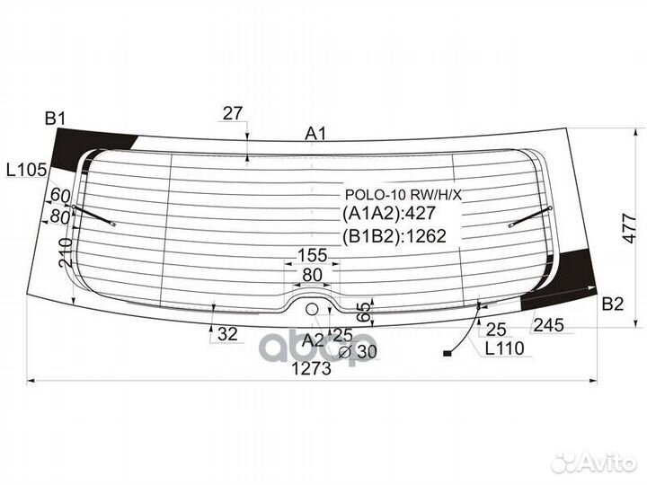 Стекло заднее с обогревом volkswagen polo V 3/5