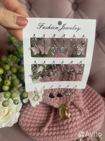 Комплект серёжек под серебро