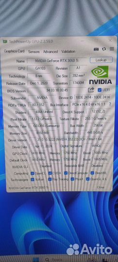 Видеокарта rtx 3060 ti 8gb