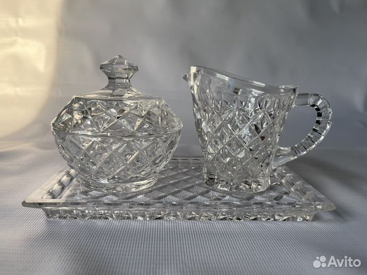 Хрусталь сахарница и молочник Crystal Bohemia