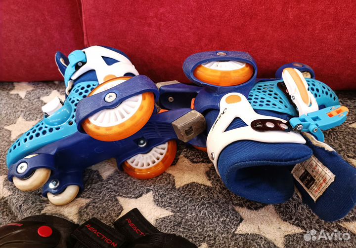 Детские ролики 3-5 лет, шлем, наколенники