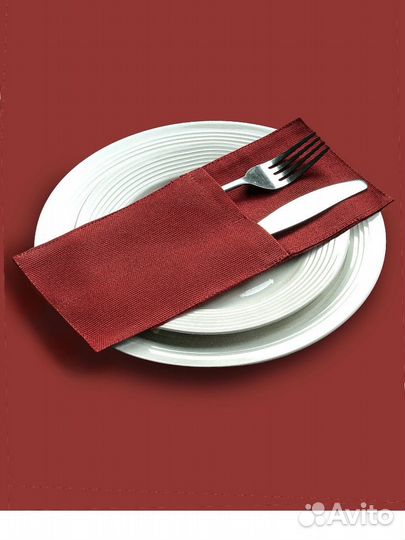 Конверты для столовых приборов бордовые 4 шт