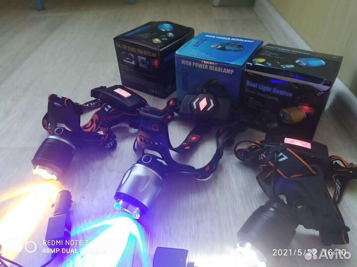 Фонарь налобный аккумуляторный для рыбалки - охоты