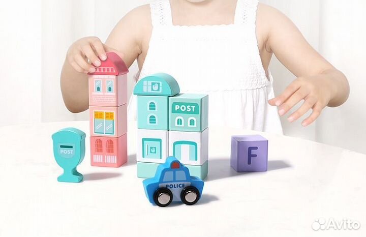 Конструктор блочный деревянный, 108 деталей