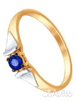 Золотое кольцо с сапфиром синий