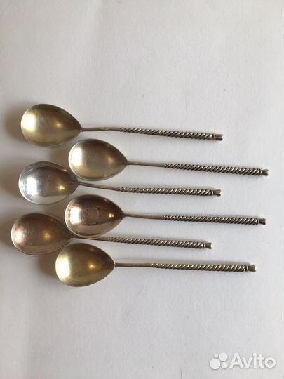 Ложки чайные, серебряные, позолоченные