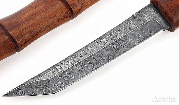 Нож Тантуха сталь дамаск, рукоять и ножны бубинга