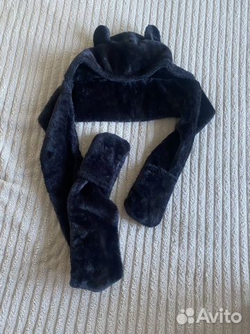 Меховая шапка-шарф с ушками и лапами объявление продам