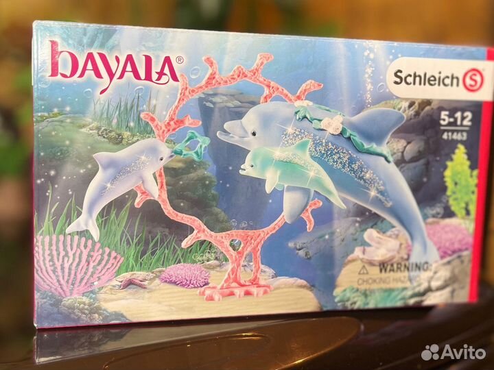 Фигурки Schleich семья дельфинов, и акула