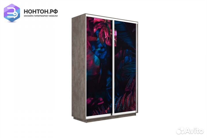 Шкаф-купе 2-х дверный Нонтон фото №1004 / бетон